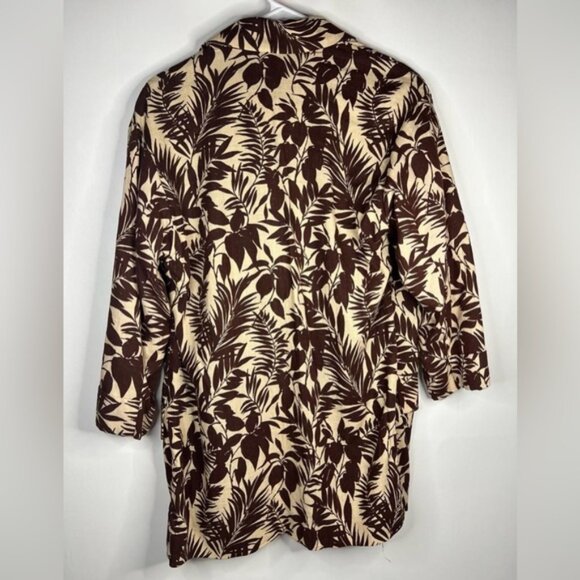 NWT MANGO LINEN Blend Tropical Print Notch Collar Blazer Front Flap Pockets XS - Picture 4 of 13